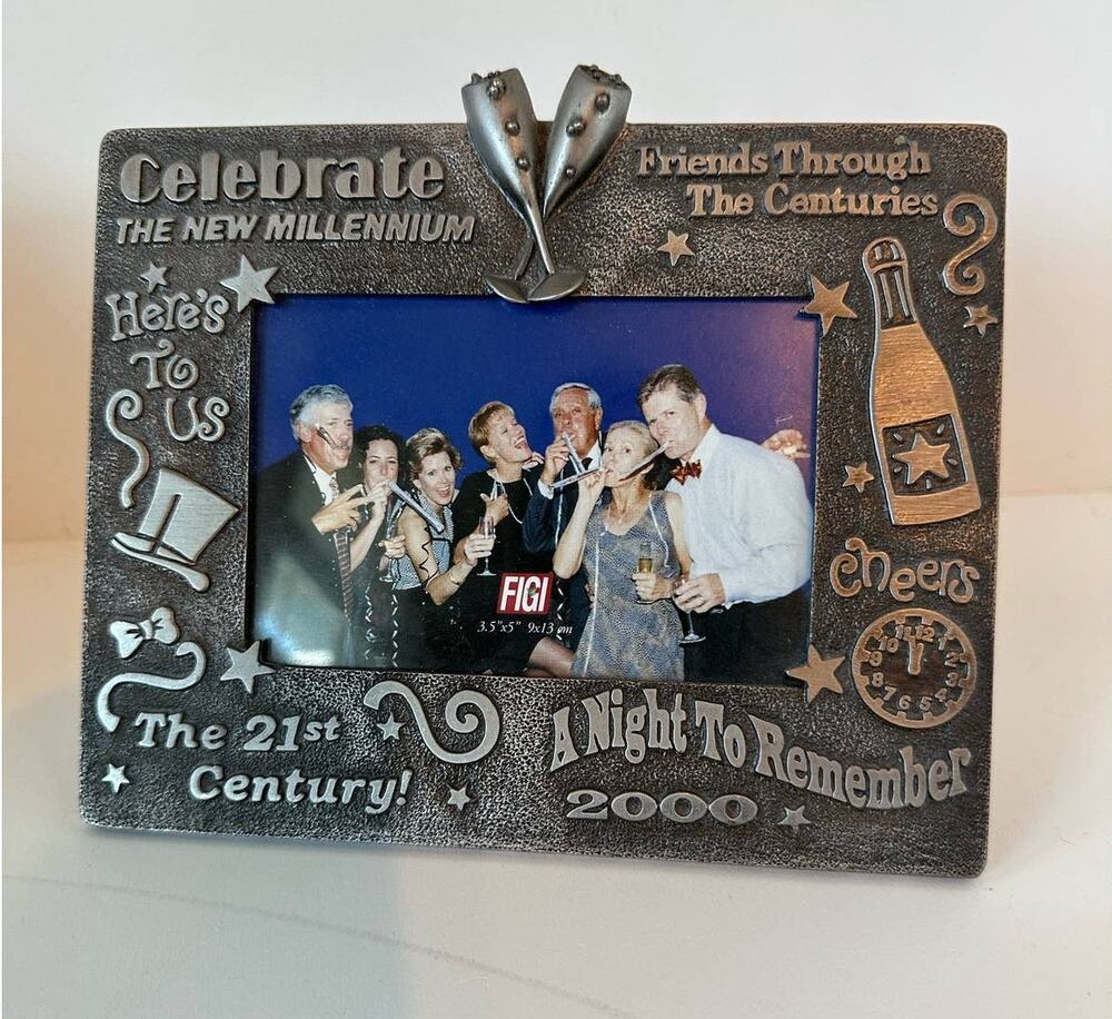 Vintage Picture Frame 2000 Millennium Frame, New Years, 3.5"x5" Pewter